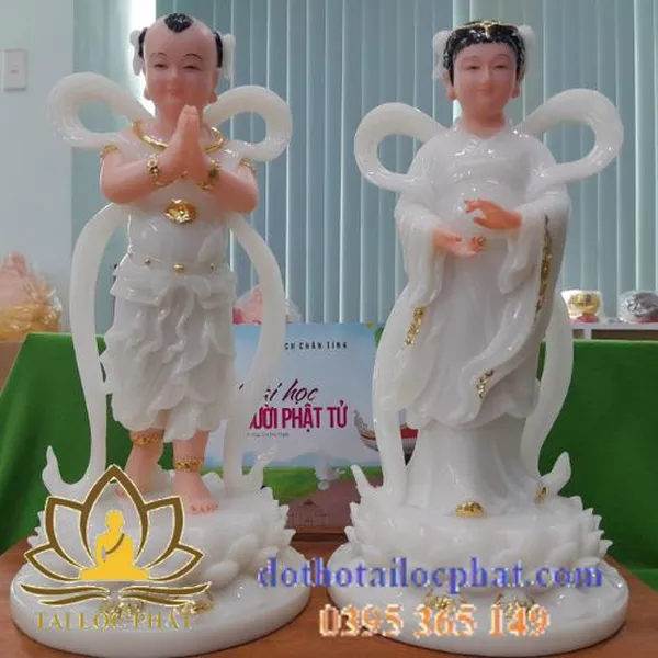 Mẫu tượng Tiên Đồng Ngọc Nữ đẹp bằng bột đá