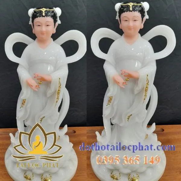 Mẫu tượng Tiên Đồng Ngọc Nữ đẹp bằng bột đá