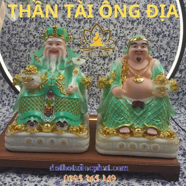 Tượng thần tài ông dịa xanh ngọc 10in