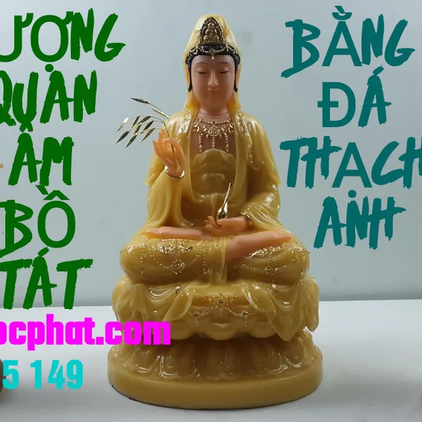 Tượng quan am bồ tát bằng đá thạch anh đep QABT-007