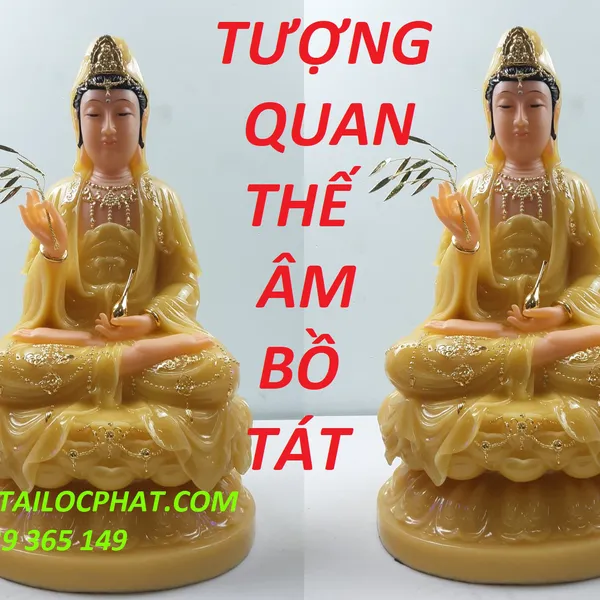Tượng quan am bồ tát bằng đá thạch anh đep QABT-007