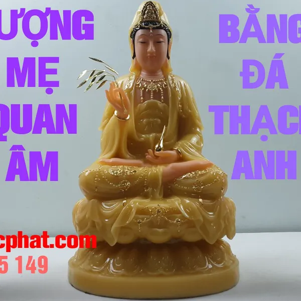 Tượng quan am bồ tát bằng đá thạch anh đep QABT-007