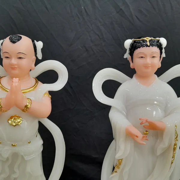 Tượng Tiên Đồng Ngọc Nữ đá ngọc cao 30cm