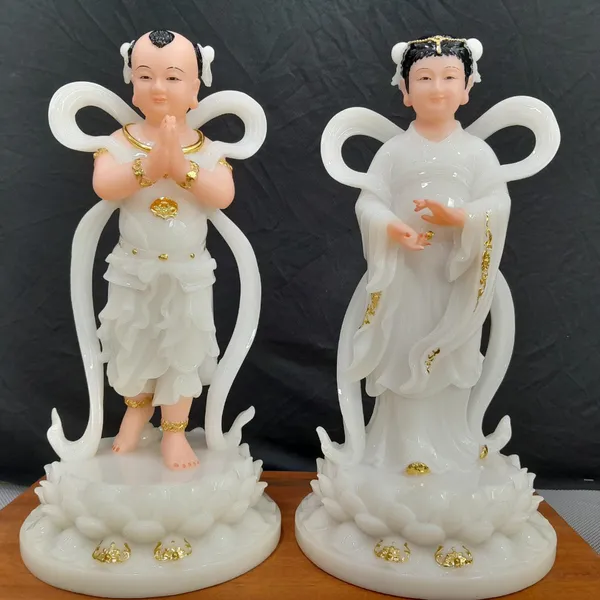 Tượng Tiên Đồng Ngọc Nữ đá ngọc cao 30cm