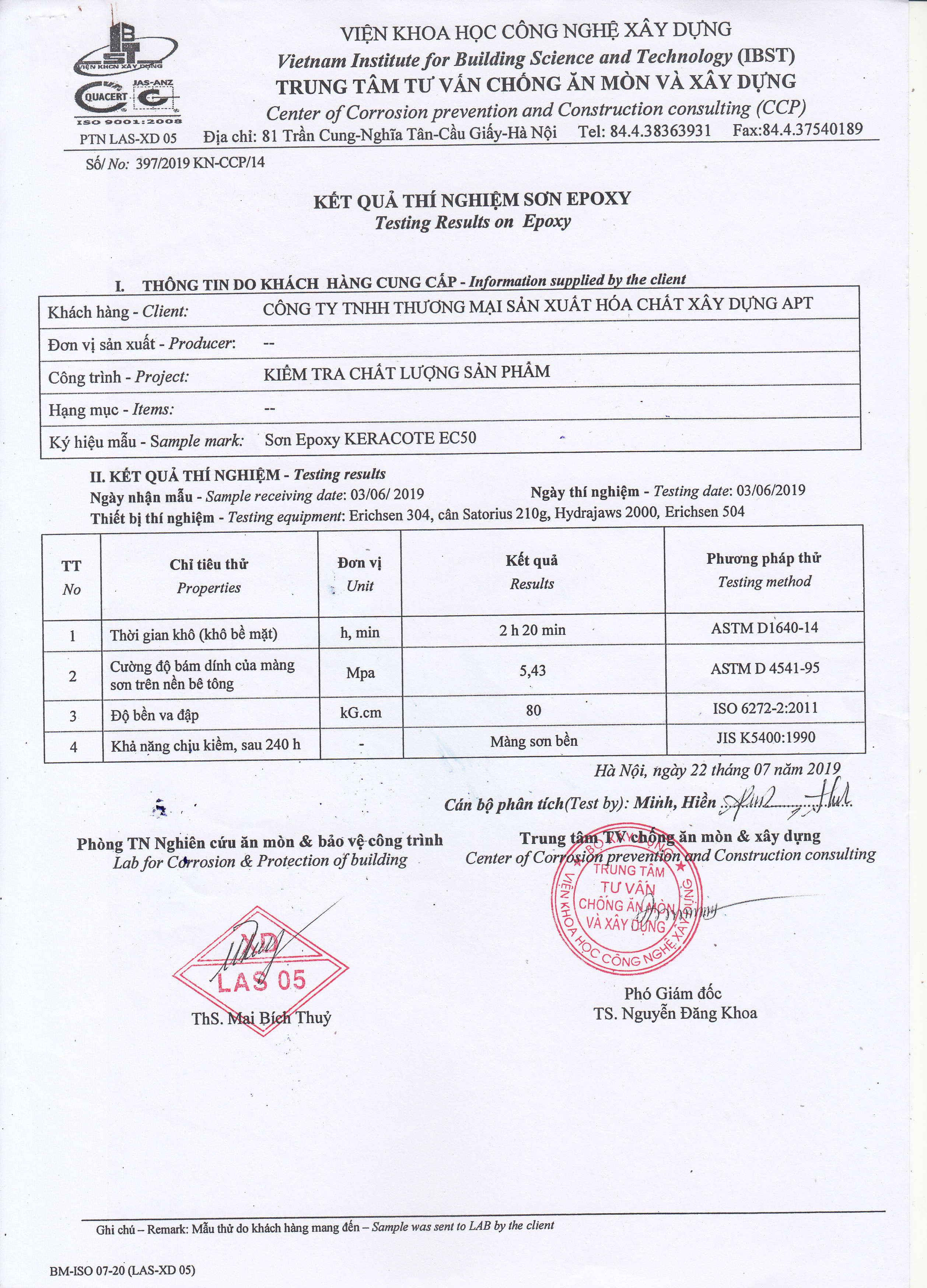 Kết quả thí nghiệm sơn epoxy chống tĩnh điện EC50. Kết quả thí nghiệm sơn epoxy chống tĩnh điện EC50.