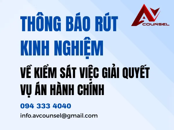 THÔNG BÁO SỐ 55/TB-VC2-HC RÚT KINH NGHIỆM VỀ KIỂM SÁT VIỆC GIẢI QUYẾT VỤ ÁN HÀNH CHÍNH