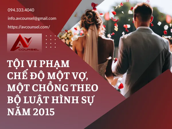 TỘI VI PHẠM CHẾ ĐỘ MỘT VỢ, MỘT CHỒNG THEO BỘ LUẬT HÌNH SỰ NĂM 2015