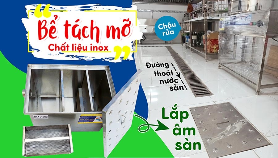Bể tách mỡ inox thường dùng cho nhà hàng Bể tách mỡ inox thường dùng cho nhà hàng