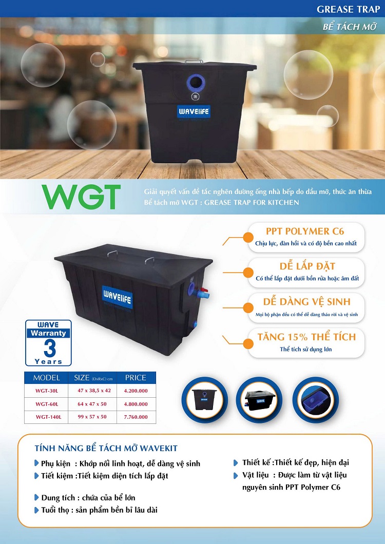 Bể tách mỡ Quán Cafe với dung tích 30L, 60L, và 140L Bể tách mỡ Quán Cafe với dung tích 30L, 60L, và 140L