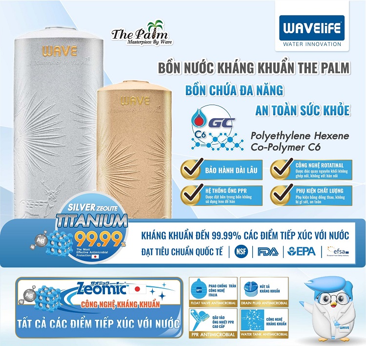 Bồn nước kháng khuẩn The Palm Bồn nước kháng khuẩn The Palm