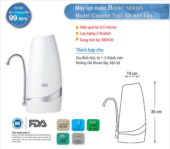 Máy lọc nước mẫu 3M Countertop Wavelife Máy lọc nước mẫu 3M Countertop Wavelife
