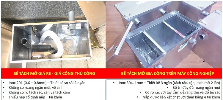 So sánh các loại bể tách mỡ So sánh các loại bể tách mỡ