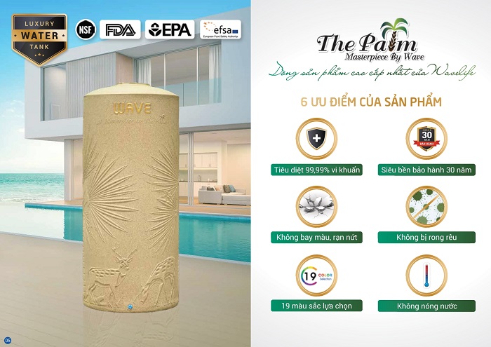 Bồn nhựa kháng khuẩn The Palm Bảo hành lên đến 30 năm Bồn nhựa kháng khuẩn The Palm Bảo hành lên đến 30 năm