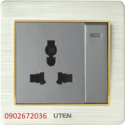Mặt 1 ổ cắm 3 chấu và 1 công tắc 2 chiều V6.0 Uten