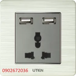 Mặt 1 ổ cắm 3 chấu và 2 ổ cắm usb V6.0 Uten