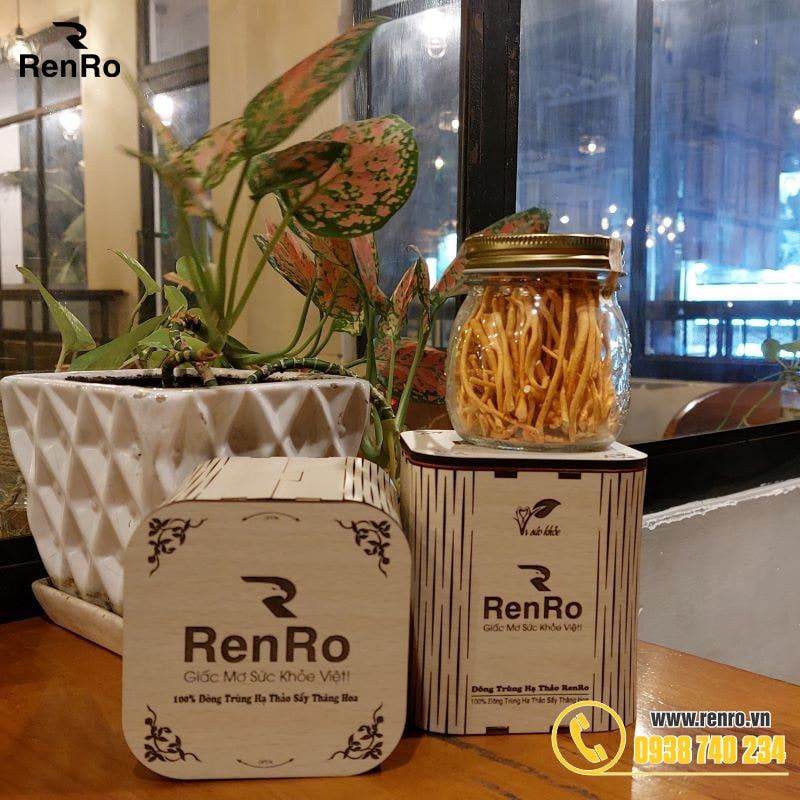 Hộp gỗ quà tặng tết đông trùng hạ thảo Renro Hộp gỗ quà tặng tết đông trùng hạ thảo Renro