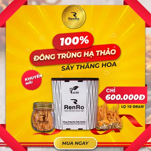 Đông Trùng Hạ Thảo Hữu Cơ RenRo khô sấy thăng hoa 10Gr/Lọ Thượng Hạng