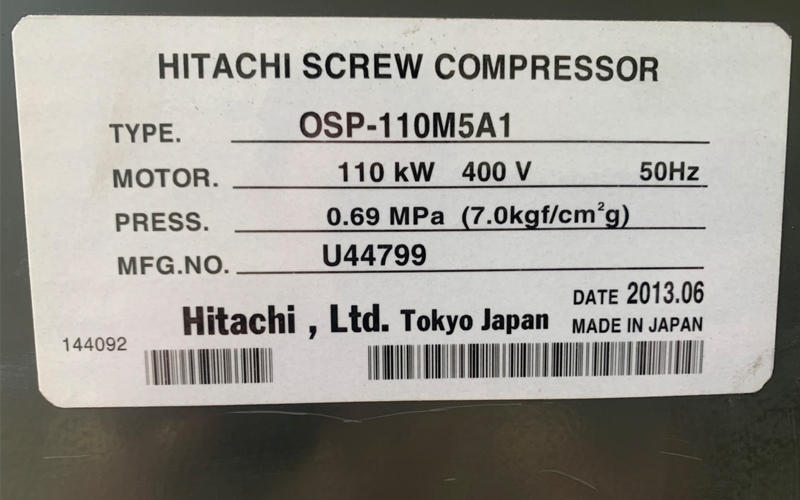 Máy Nén Khí Nhật Bãi Hitachi 110kw 