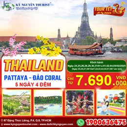 [TOUR TẾT 2025] THÁI LAN - PATTAYA - CÔNG VIÊN KHỦNG LONG NONGNOOCH - 5N4Đ