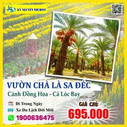 VƯỜN CHÀ LÀ ĐỒNG THÁP - KDL CÁNH ĐỒNG HOA HỒNG - CÁ LÓC BAY 1 NGÀY