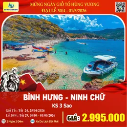 [Lễ 30/4 & 01/05] ĐẢO BÌNH HƯNG - NINH CHỮ 2N2Đ
