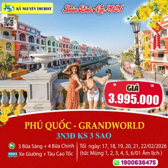 [Tết Nguyên Đán 2026] ĐẢO PHÚ QUỐC 3N3Đ - CẦU HÔN KISS BRIDGE - XE GIƯỜNG NẰM