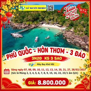 [TẾT 2027] PHÚ QUỐC - THỊ TRẤN ĐỊA TRUNG HẢI 3N2Đ