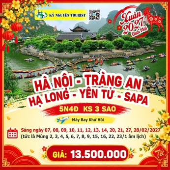 [TẾT 2027] HÀ NỘI – TRÀNG AN - VỊNH HẠ LONG –  YÊN TỬ - SAPA - 5N4Đ - BAO VÉ MÁY BAY KHỨ HỒI