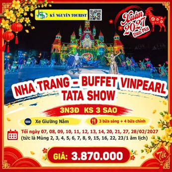 [TẾT 2027] NHA TRANG 3N3Đ -  VINPEARL HARBOUR - TATA SHOW HOÀNH TRÁNG - Xe giường nằm