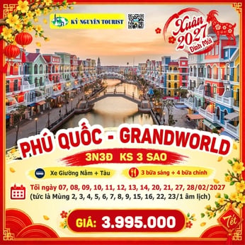 [TẾT 2027] ĐẢO PHÚ QUỐC 3N3Đ - CẦU HÔN KISS BRIDGE - XE GIƯỜNG NẰM