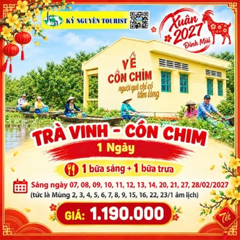 [TẾT 2027] TOUR TRÀ VINH - KDL CỒN CHIM 1N