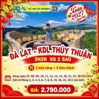 [TẾT 2027] ĐÀ LẠT - KDL THUÝ THUẬN - THÁC PONGOUR 3N2Đ