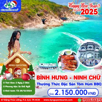 [TẾT DƯƠNG LỊCH 2025] ĐẢO BÌNH HƯNG - NINH CHỮ  - 2N2Đ - Thưởng thức Đặc Sản Tôm Hùm