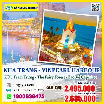 NHA TRANG 3N3Đ -  VINPEARL HARBOUR - KDL TRĂM TRỨNG - KHU RỪNG CỔ TÍCH - THE FAIRY FOREST - Xe giường nằm