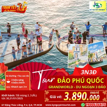 [TOUR TẾT 2025] PHÚ QUỐC - ĐỊA TRUNG HẢI - CẦU HÔN KISS BRIGE - XE GIƯỜNG NẰM - 3N3Đ