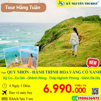 QUY NHƠN - PHÚ YÊN - 4N3Đ - BAO VÉ MÁY BAY - Ghềnh Ráng - Kỳ Co - Eo Gió - Tháp Nghinh Phong - Ghềnh Đá Đĩa