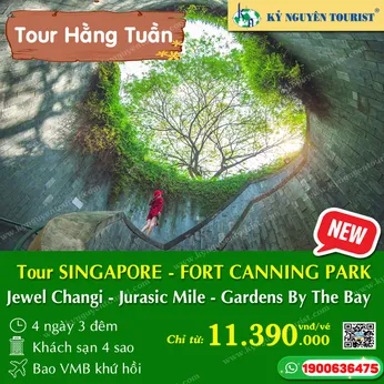 SINGAPORE 4N3Đ - THÁC NƯỚC JEWEL – GIẾNG TRỜI FORT CANNING “NẤC THANG LÊN THIÊNG ĐƯỜNG” - 1 NGÀY TỰ DO VUI CHƠI, MUA SẮM
