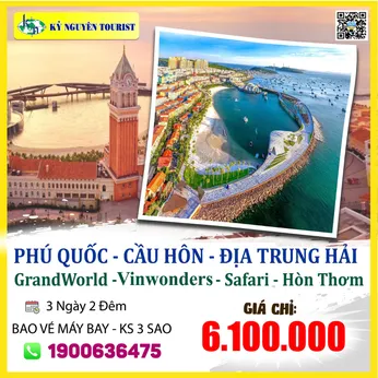 PHÚ QUỐC HÒN ĐẢO THIÊN ĐƯỜNG - CẦU HÔN KISS BRIDGE ĐỊA TRUNG HẢI - BAO VÉ MÁY BAY 