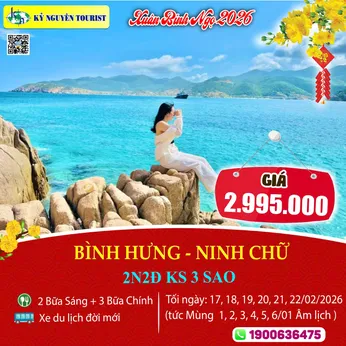 [Tết Nguyên Đán 2026] ĐẢO BÌNH HƯNG - NINH CHỮ 2N2Đ