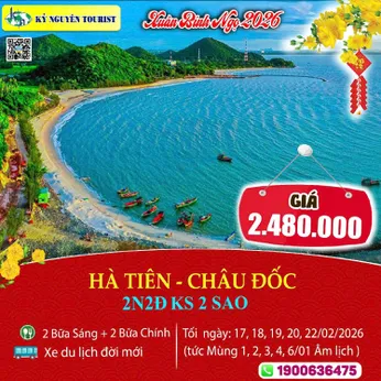 [Tết Nguyên Đán 2026] HÀ TIÊN - BIỂN MŨI NAI - CHÂU ĐỐC 2N2Đ