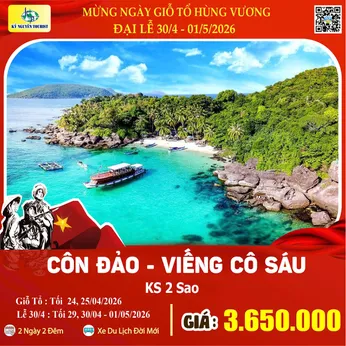 [Lễ 30/4 & 01/05] CÔN ĐẢO - VIẾNG MỘ CÔ SÁU 2N2Đ