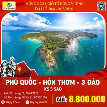 [Lễ 30/4 & 01/05] PHÚ QUỐC - THỊ TRẤN ĐỊA TRUNG HẢI 3N2Đ
