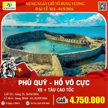 [Lễ 30/4 & 01/05] ĐẢO PHÚ QUÝ - HỒ VÔ CỰC 3N2Đ