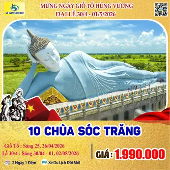 [Lễ 30/4 & 01/05] HÀNH HƯƠNG THẬP TỰ SÓC TRĂNG - CẦN THƠ 2N