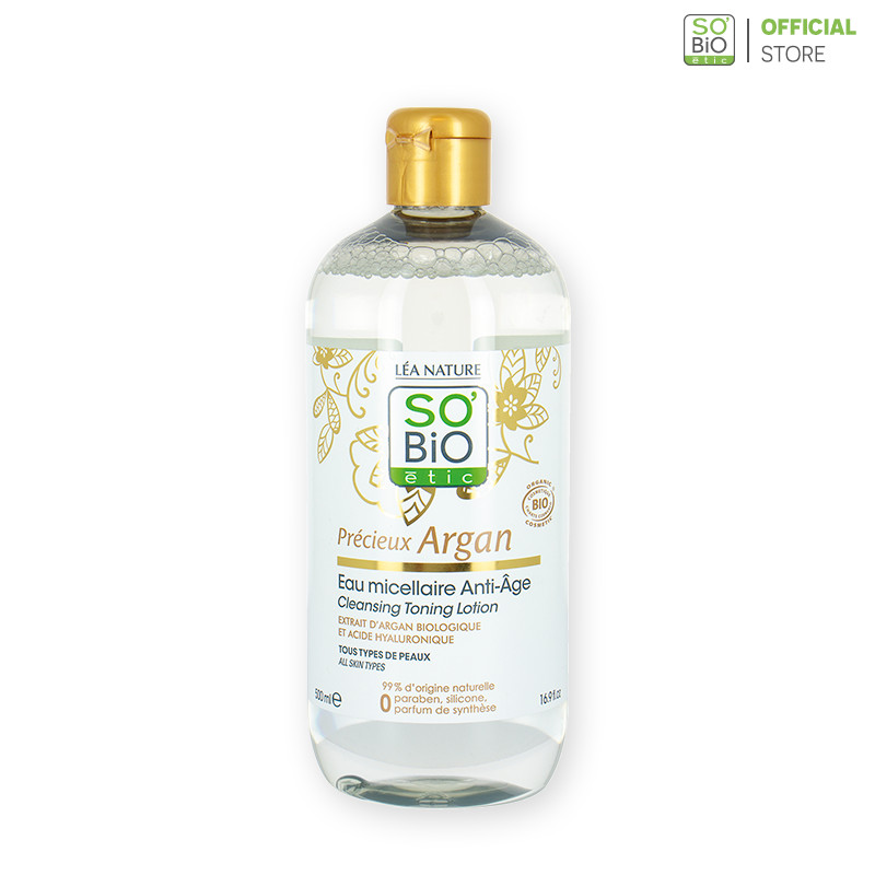 Nước Tẩy Trang Chống Lão Hóa Chiết Suất Dầu Argan So'bio Etic Precieux Argan Eau Micellaire Anti-Âge 500ml