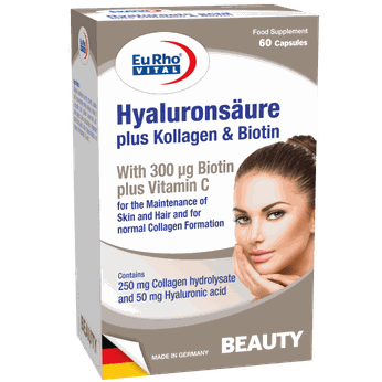 Viên uống EuRho® Vital Hyaluronsäure với Collagen và Biotin chống lão hóa, làm đẹp da và tóc