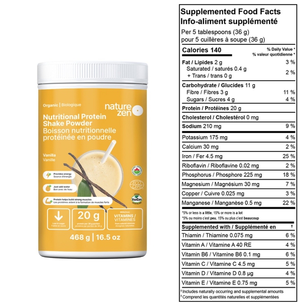 Bột Protein Ngũ cốc Hữu Cơ Cô Đặc Nature Zen - vị Vani 454gm