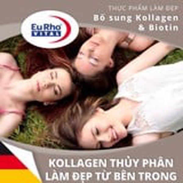 Viên uống EuRho® Vital Hyaluronsäure với Collagen và Biotin chống lão hóa, làm đẹp da và tóc