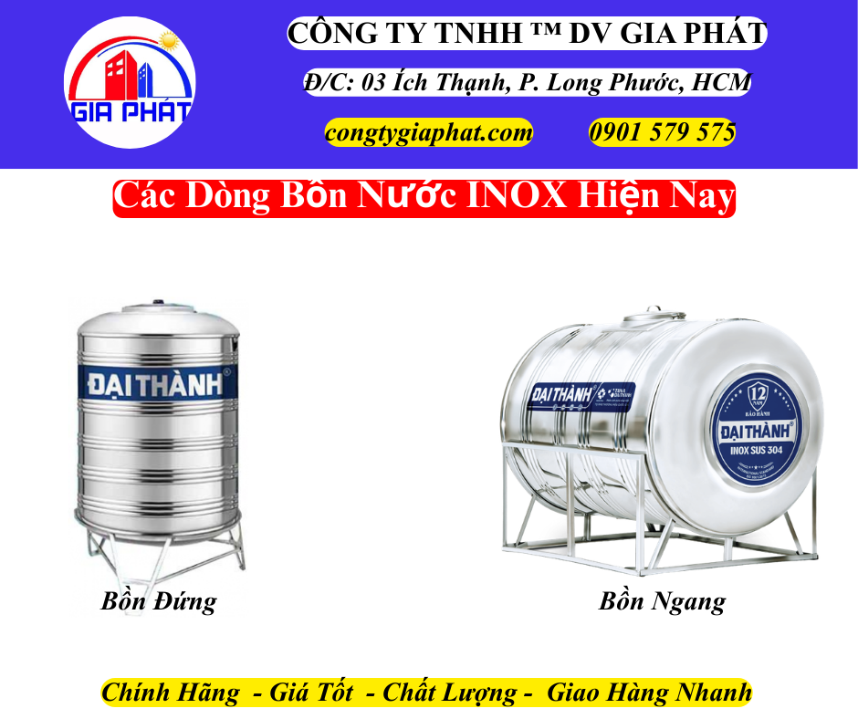 Các Dòng Bồn Nước INOX Phổ Biến Hiện Nay