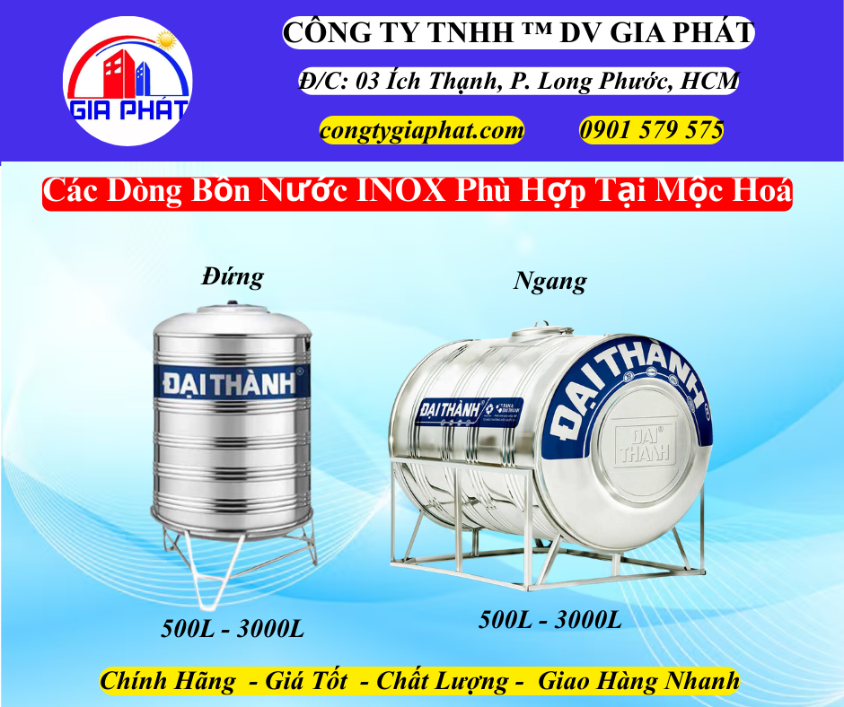 Các Dòng Bồn Nước INOX Phù Hợp Tại Mộc Hoá Long An